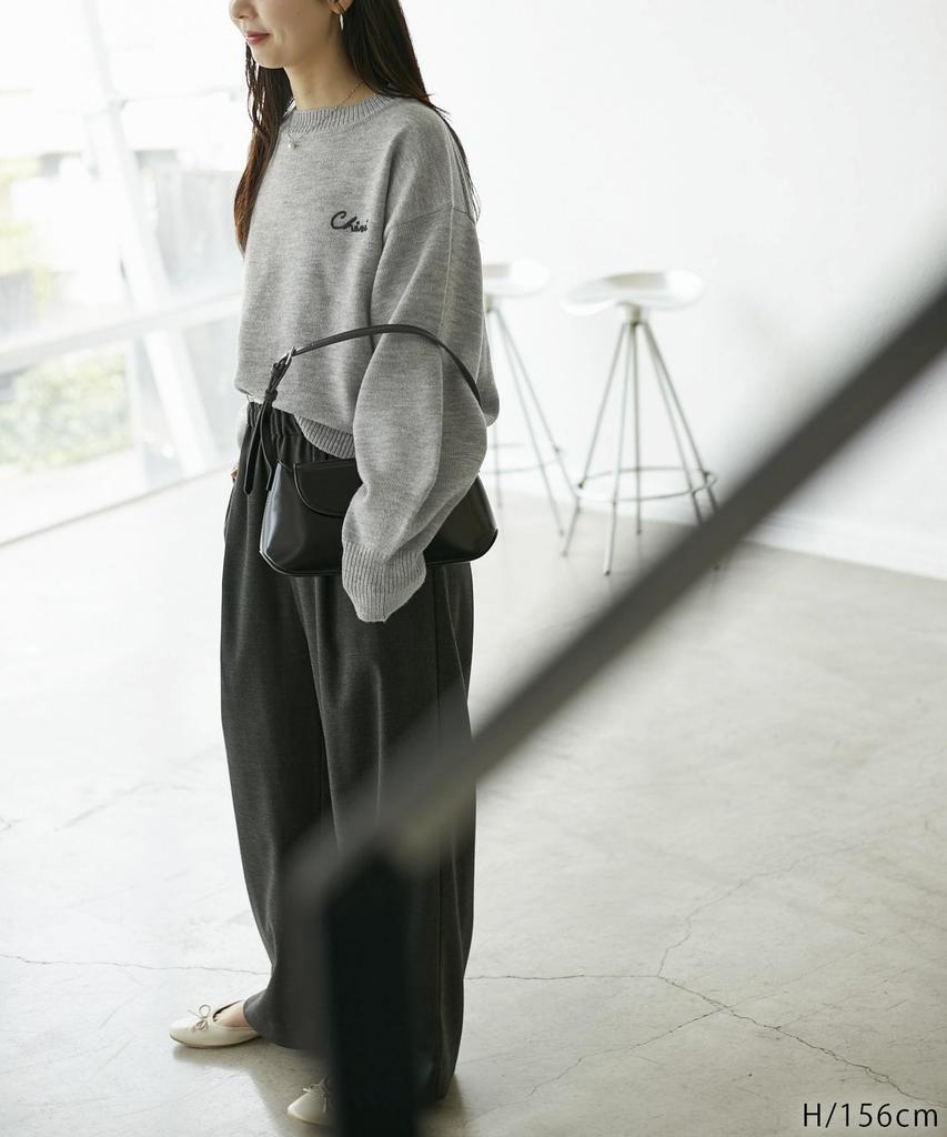 ROPE PICNIC Knit Pullover Logo Embroidered Knit GDM64000 Light Gray [WEB Exclusive] Mid-Gauge Pullover/Anti-Static/Machine Washable, Women's (08)