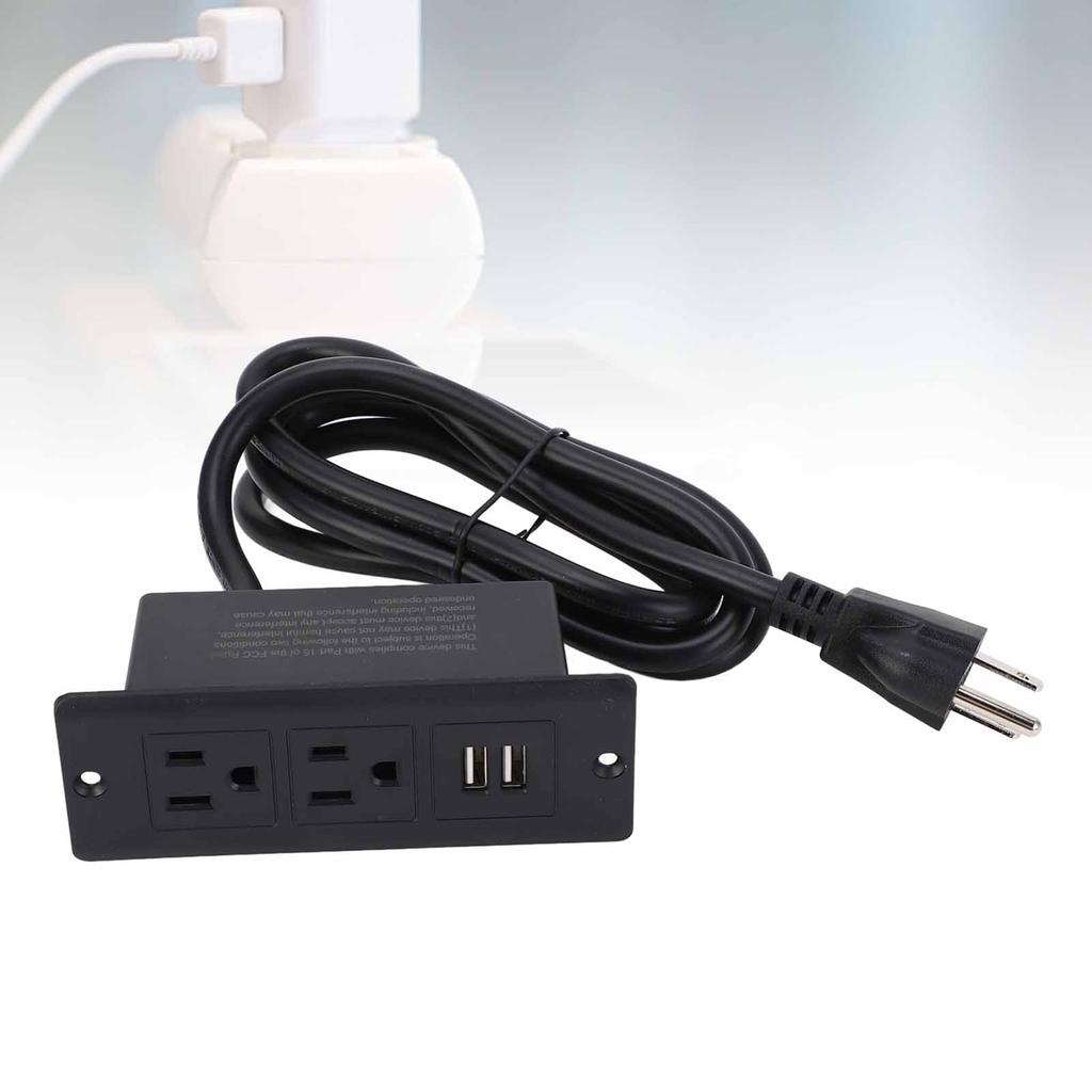 Conference Recessed Power Strip Table Furniture Outlet 2 AC Sockets 2 USB Ports 1.5m Cord