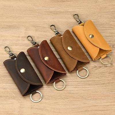 Leather Key Bag, Crazy Horse Leather Keychain, First Layer Cowhide Multi-Color Men'S Waist Hanging Car Multi-Function Keychain