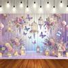 Purple and Pink Butterfly Party Backgrounds - Polyester Photography Backgrounds for Birthdays Weddings and More