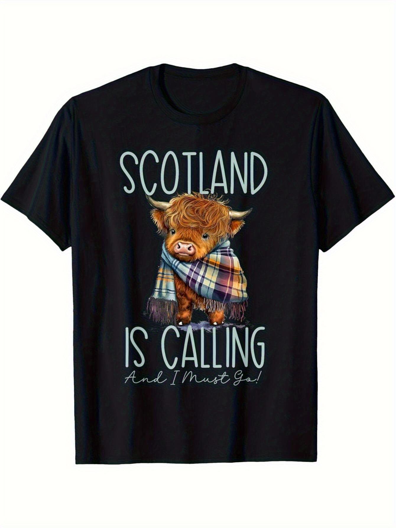Scotland Is Calling Me And I Have to Go! Highland Cow T-shirt XL