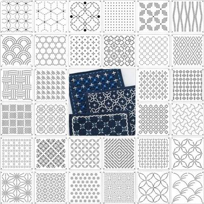 9/32Pcs Sashiko Embroidery Template DIY Geometric Patchwork Stencil Reusable PET Stencil Handmade Embroidery Handicraft Tool