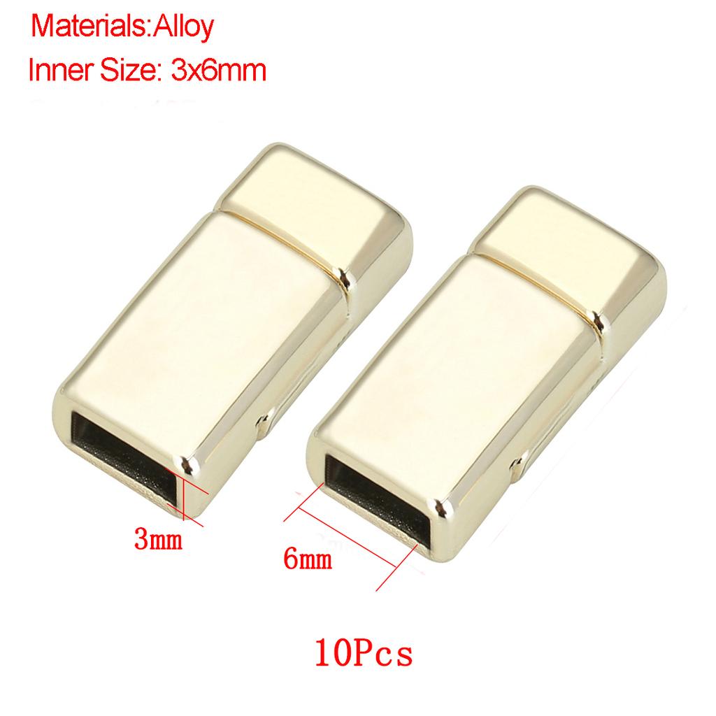 Jewelry Findings Leather Bracelet Clasp DIY Magnet Hook Rhodium Magnetic Clasp Flat Hole 15*3mm