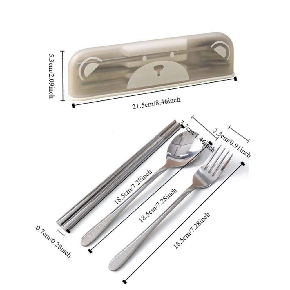 3 Pcs/Set with Storage Box Travel Cutlery Set 304 Stainless Steel Flateware Set  Camping