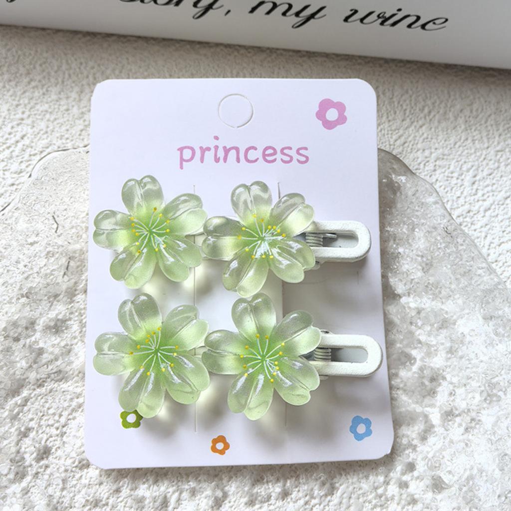 Flower Model Side Hair Bangs Clip Chip-Proof Smudge-Proof Fake Nails for Working Dating or Partying