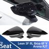 Gloss Black Mirror Cap for Seat Leon Lion 5F III Ibiza 6F V KJ1 Arona KJ7 Carbon LookCar Side Rearview Mirror Cover Accessories