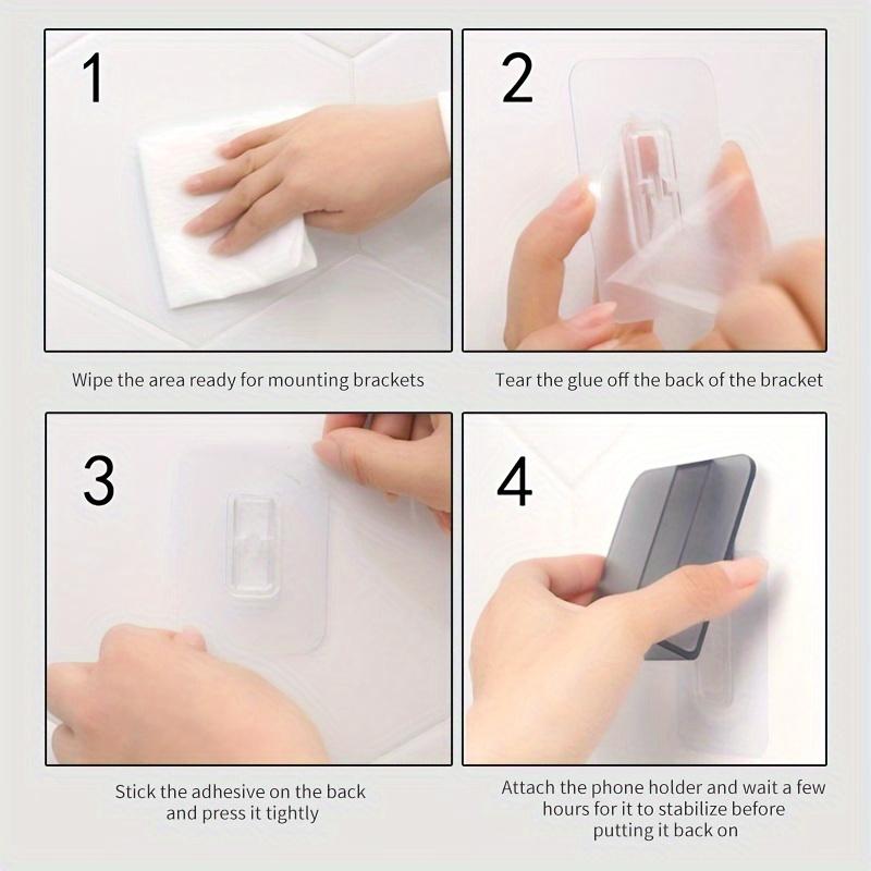 Regulowany uchwyt ścienny na telefon ABS, samoprzylepny uchwyt bez wiercenia z wieloma kątami widzenia, trwały i lekki, idealny do sypialni