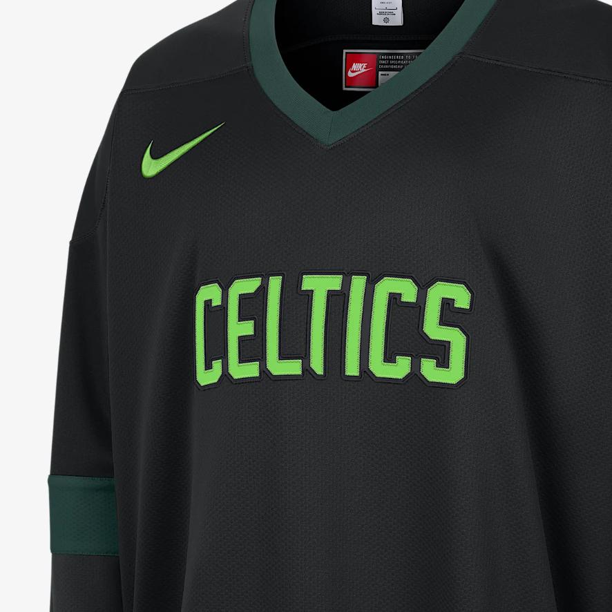 Nike Boston Celtics FW24 City Edition NBA Logo V-Neck Hockey Jersey Men jersey Black FZ0343-010