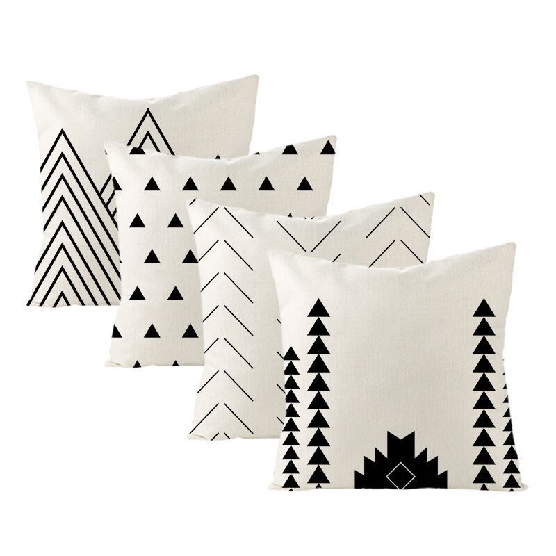 Modern Simple Black and White Geometric Pillow Case Home Sofa Pillow Cushion Cover