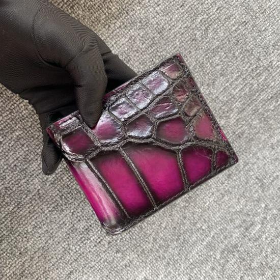 Men's Horizontal Crocodile Leather Wallet - Siamese Belly Pattern