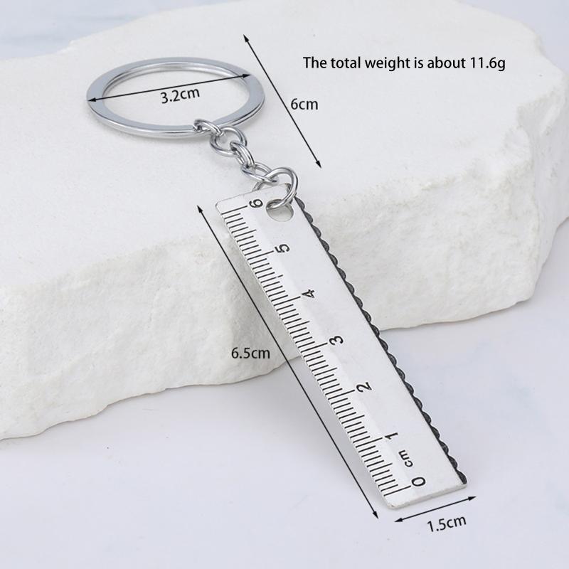 For Office And School Supplies (Anti-loss Measuring Ruler) Stainless Steel Mini Ruler With Keychain - Measuring Tool