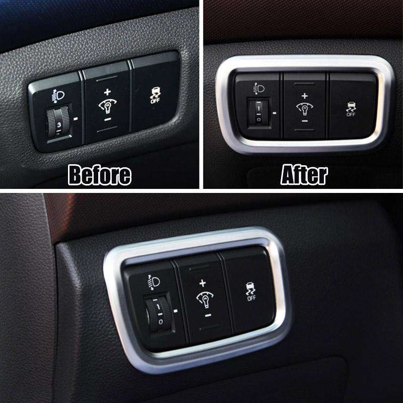 For Hyundai Creta 2015 2016-2019 Chrome Front Fog Head Light Lamp Adjust Switch Button Control Cover Trim Garnish Molding Frame