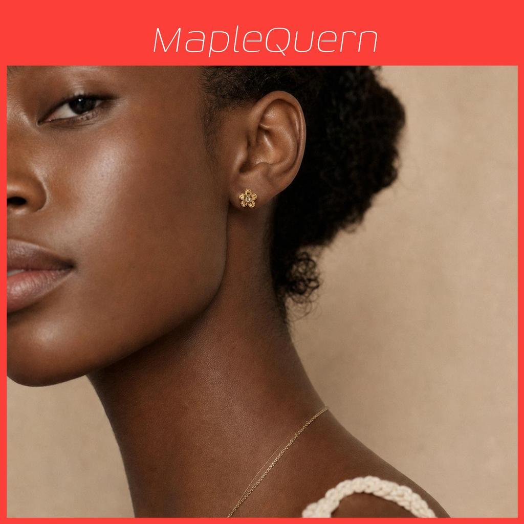 Flower Diamond Stud Earrings With Gold Plating For Women Gift Fashion Jewelry