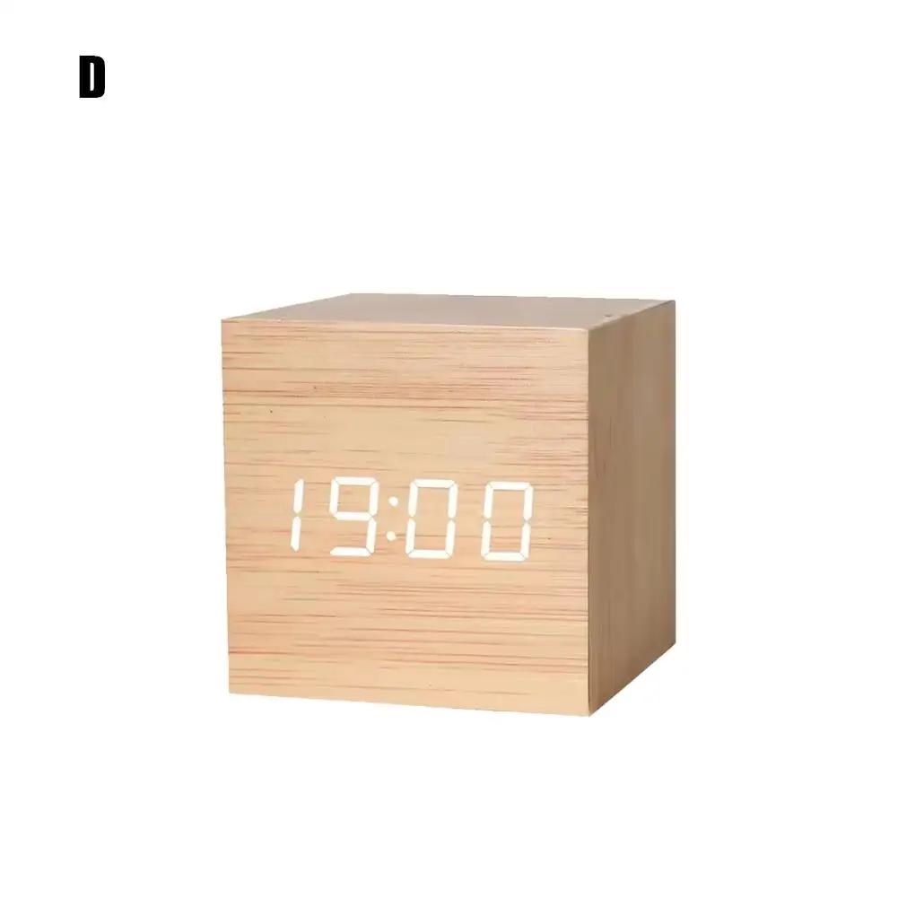 

Intelligent Voice-controlled Alarm Clock Silent Led Battery Display Crafts Dual-use USB Gift Clock Clock Alarm Wooden P8D7