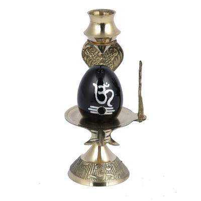 Shivling Idol Brass Sculpture Shiva Shivlingam Puja Abhishek Patra with Trishul and Nag Statue God Figurine Decor Gifts