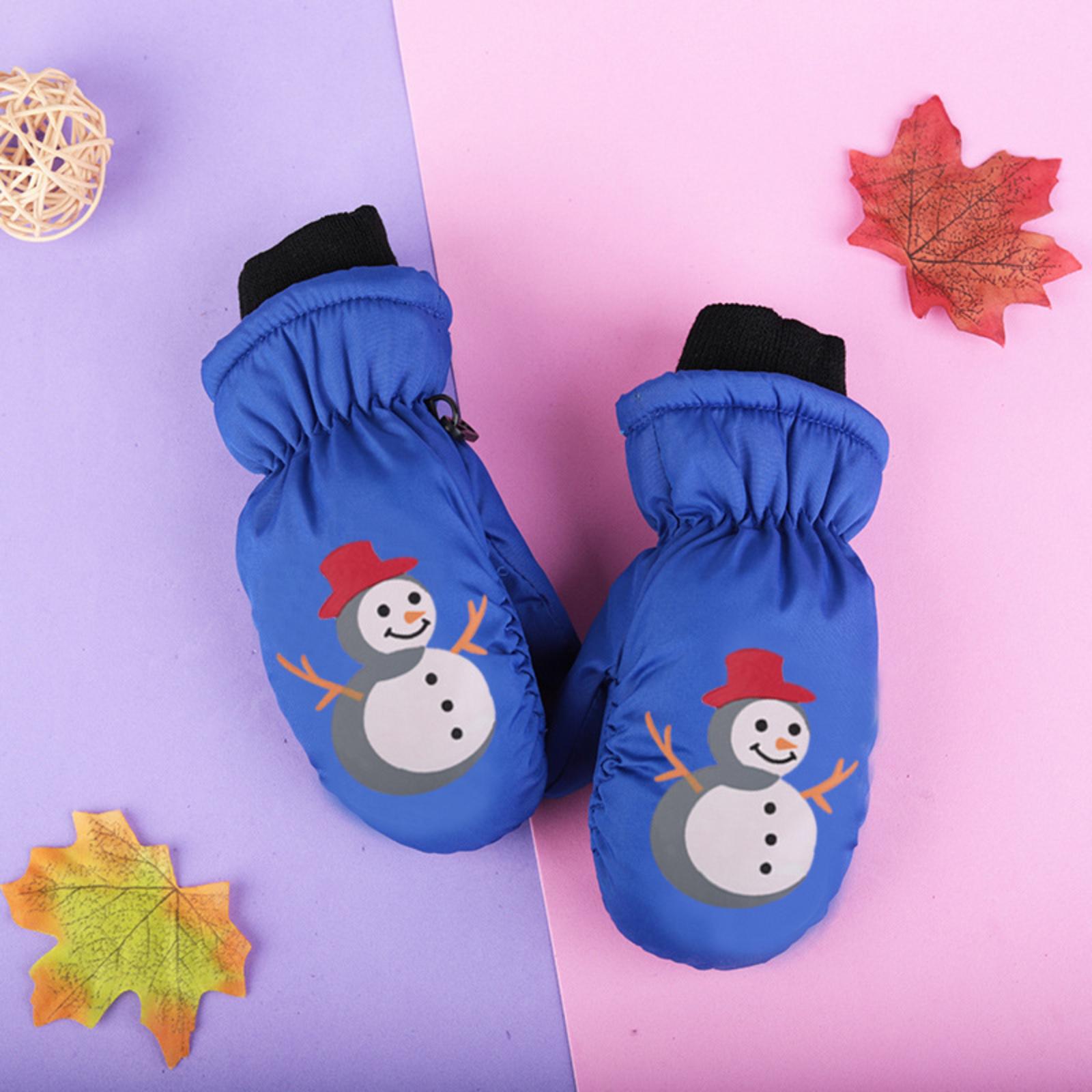 

Children s Ski Gloves - New Winter Thickened Fleece-Lined Cotton For Warmth - Design Adorable For Boys And Girls Suitable For Older Children One Size синій