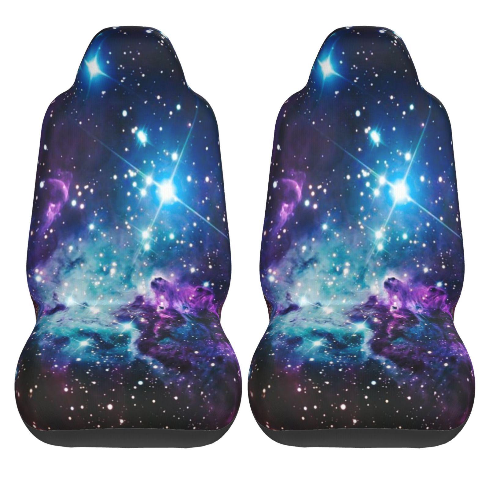 Fox Fur Nebula Teal Turquoise Purple Car Seat Covers 2 Pcs Front Seat Protector Bucket Seat Covers Universal Auto Accessories