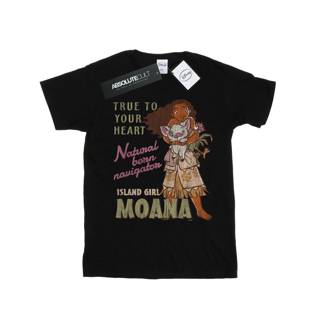 Disney Womens/Ladies Moana Natural Born Navigator Cotton Boyfriend T-Shirt