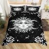 Mandala Duvet Cover Set Sun And Moon Comforter Cover Ties Exotic Style Black And White Botanical Floral Polyester Bedding Set