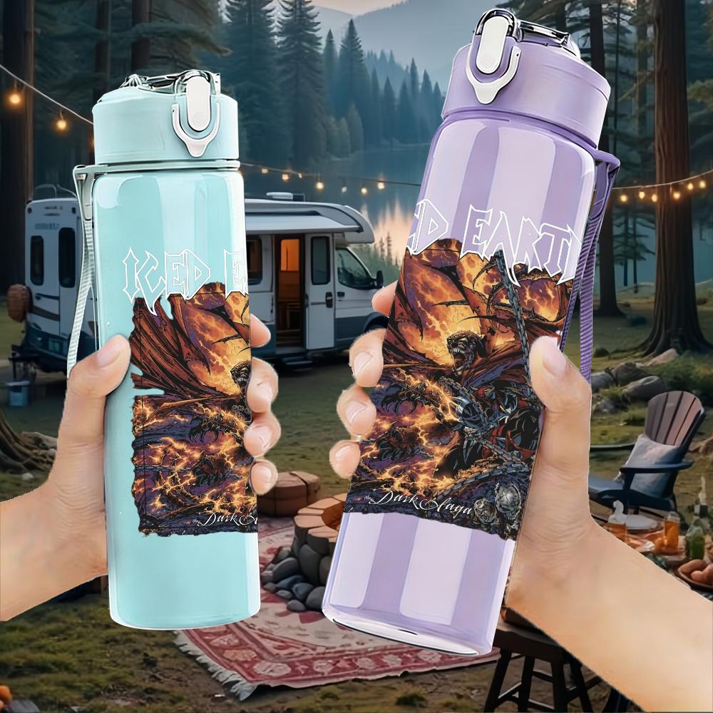 1PC Dark Horror Band Colorful Grunge Print 750ml Portable Sports Water Bottle Leakproof Gym Outdoor Travel Drink Cup