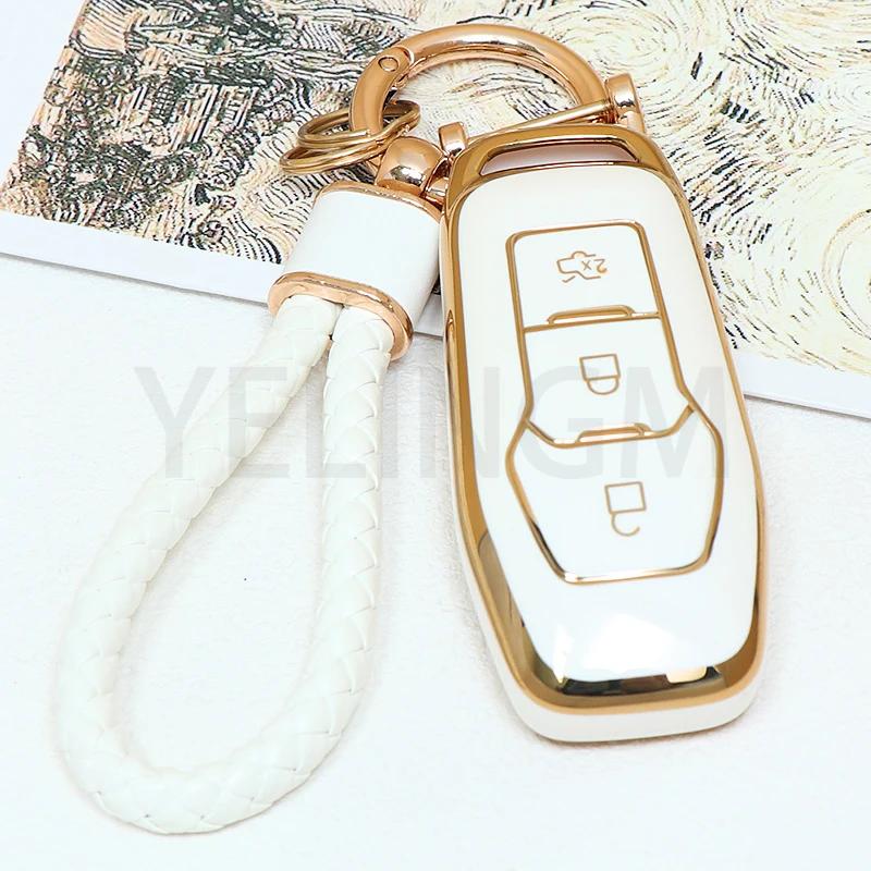 Tpu Car Key Case Cover Auto Shell Fob Holder For Ford Fusion Mondeo Mustang F-150 Lincoln Edge Explorer Mk   Protector