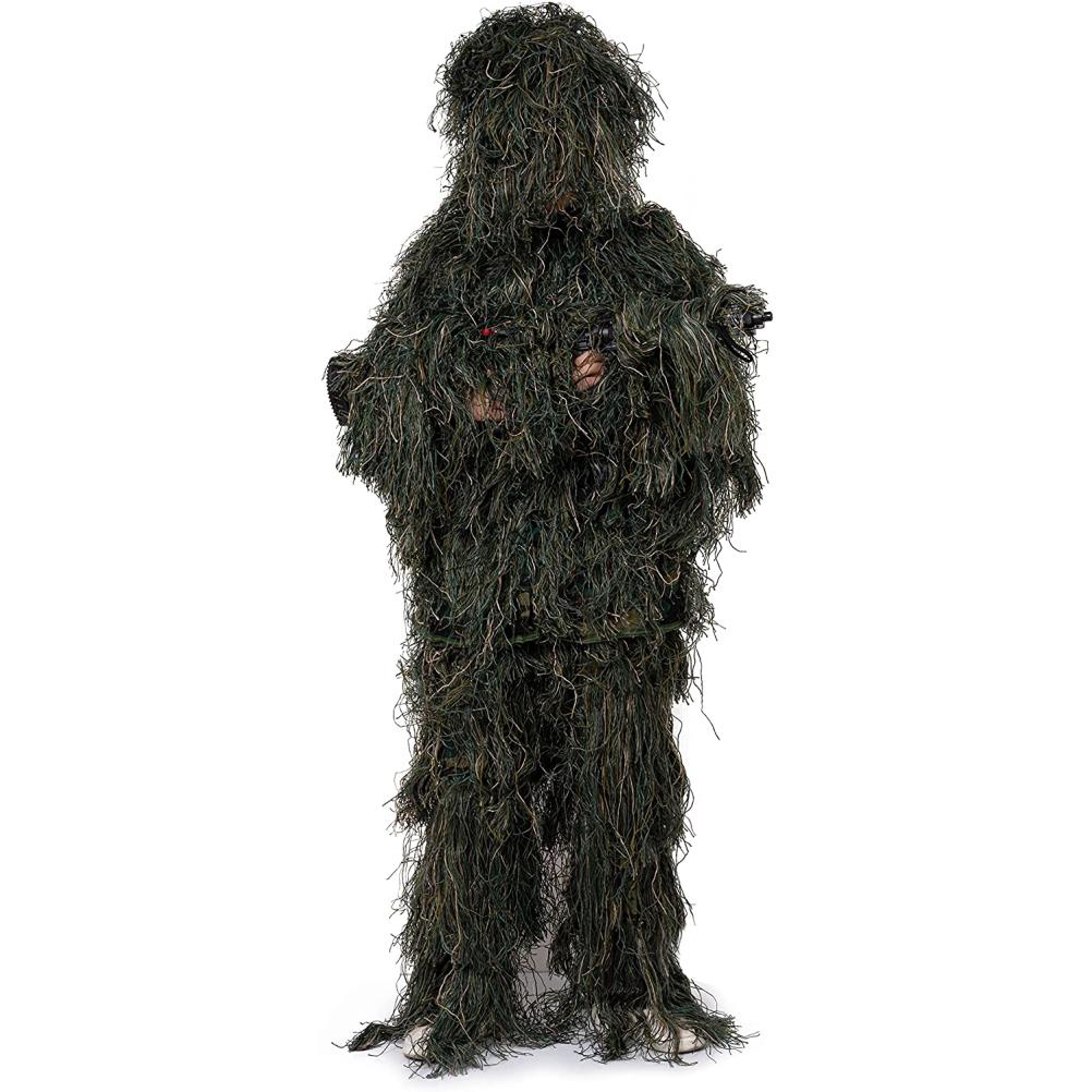 

5 in 1 Ghillie Suit 3D Leaf Camo Clothing Suits Camouflage Apparel Including Jacket Pants Hood