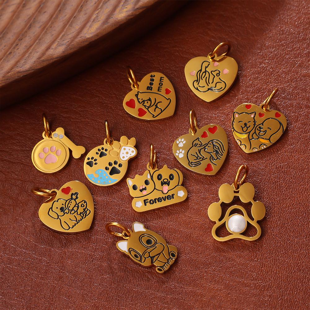 Cartoon Pet Series Stainless Steel Necklace & Bracelet Pendant for Women