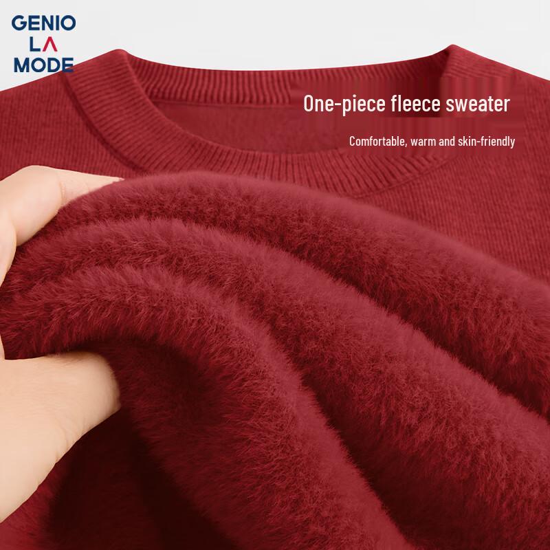 

GENIOLAMODE Men s Fleece Lined Round Neck Knit Sweater 3XL