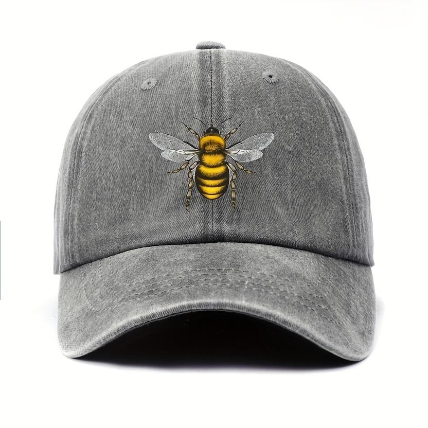 Bee patterned printed baseball cap for adults, featuring bee and insect themed party decorations, gifts, and supplies
