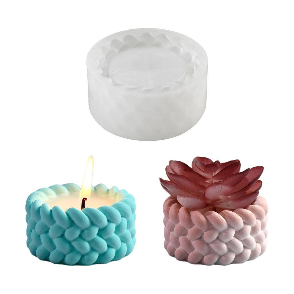 Woven Rope Silicone Molds Succulents Planter Molds for Epoxy Resin Candle Holder Tealight Holder Home Decoration