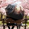 1pc American flag, baseball, and guitar Umbrella Portable Folding Umbrella Iron Frame Hole Bone Structure Outdoor Home Umbrella