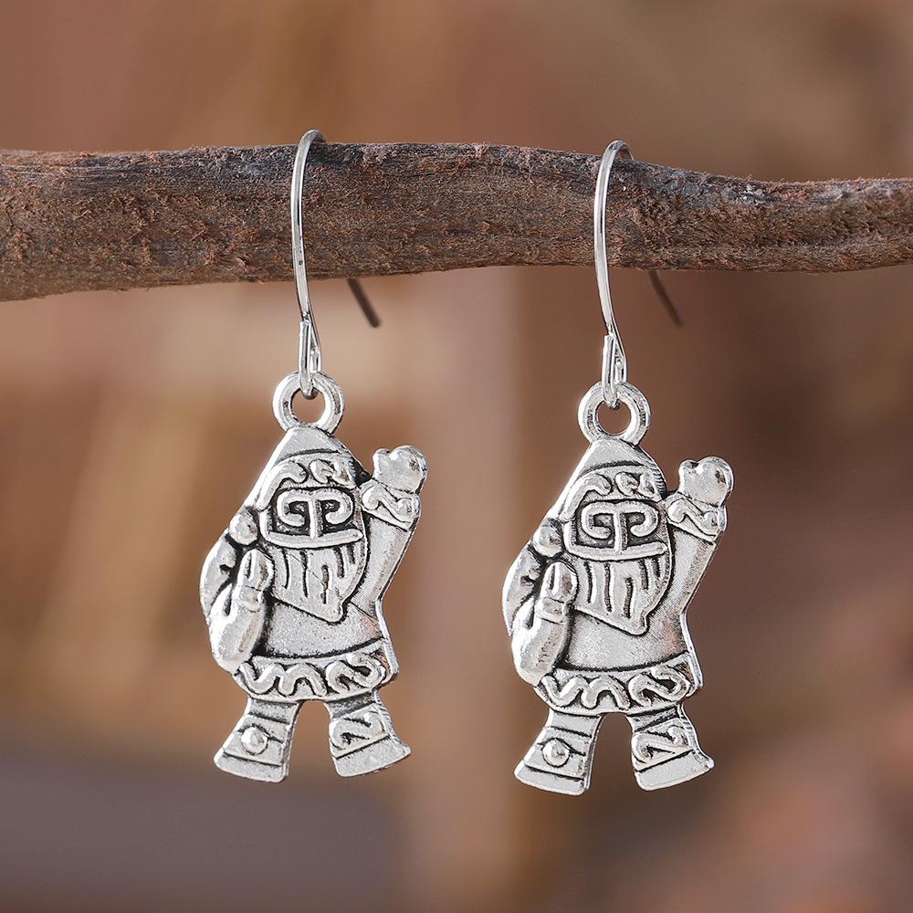 Retro Santa Claus & Reindeer Pendant Earrings - Women's Christmas Jewelry