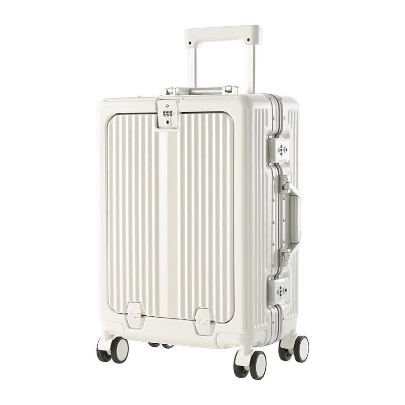 Yongsheng Women's Aluminum Frame Suitcase: 20-inch Anti-Fall Travel Case & 24-inch Front-Opening PC Trolley