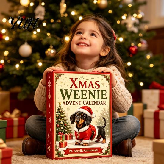 Feiertagskalender 3D Dackel Adventskalender mit 24 einzigartigen Mini-Hundefiguren, Kreatives Weihnachtsgeschenk Spielzeugset für Kinder, Sammlerstück