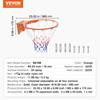 Basketball Rim, Wall Door Mounted Basketball Hoop, Heavy Duty Q235 Basketball Flex Rim Goal Replacement with Net, Standard 18" Indoor and Outdoor