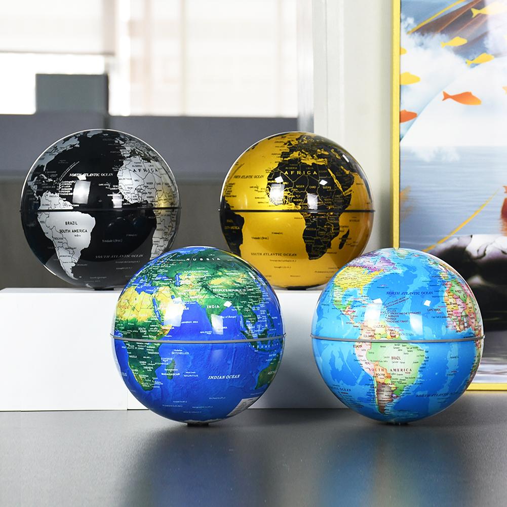 14cm Automatischer Kontinuierlich Rotierender Weltkarten Globus Erdglobus Auto Rotierender Globus für Heim-Büro-Schreibtisch-Dekoration und Kinderbildung