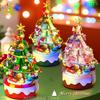 Children Mini Christmas Tree Santa Claus Music Box Model Micro Bricks Building Block DIY Bricks Toys for Adult Gift