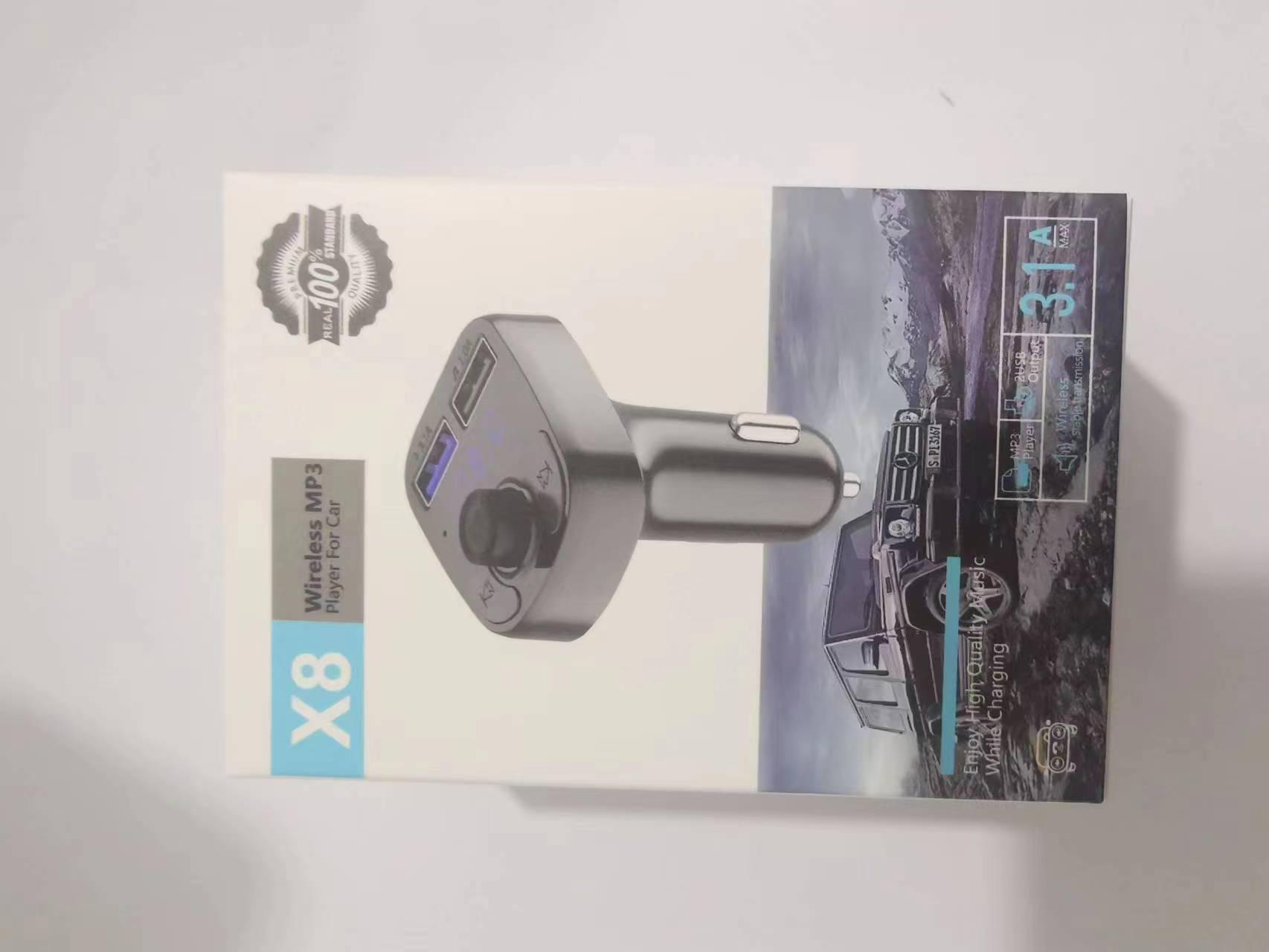 

Автомобильное зарядное устройство с FM-передатчиком Bluetooth - MP3-плеер G38 с двумя портами USB и функцией громкой связи X8, minimum order 1000 pieces