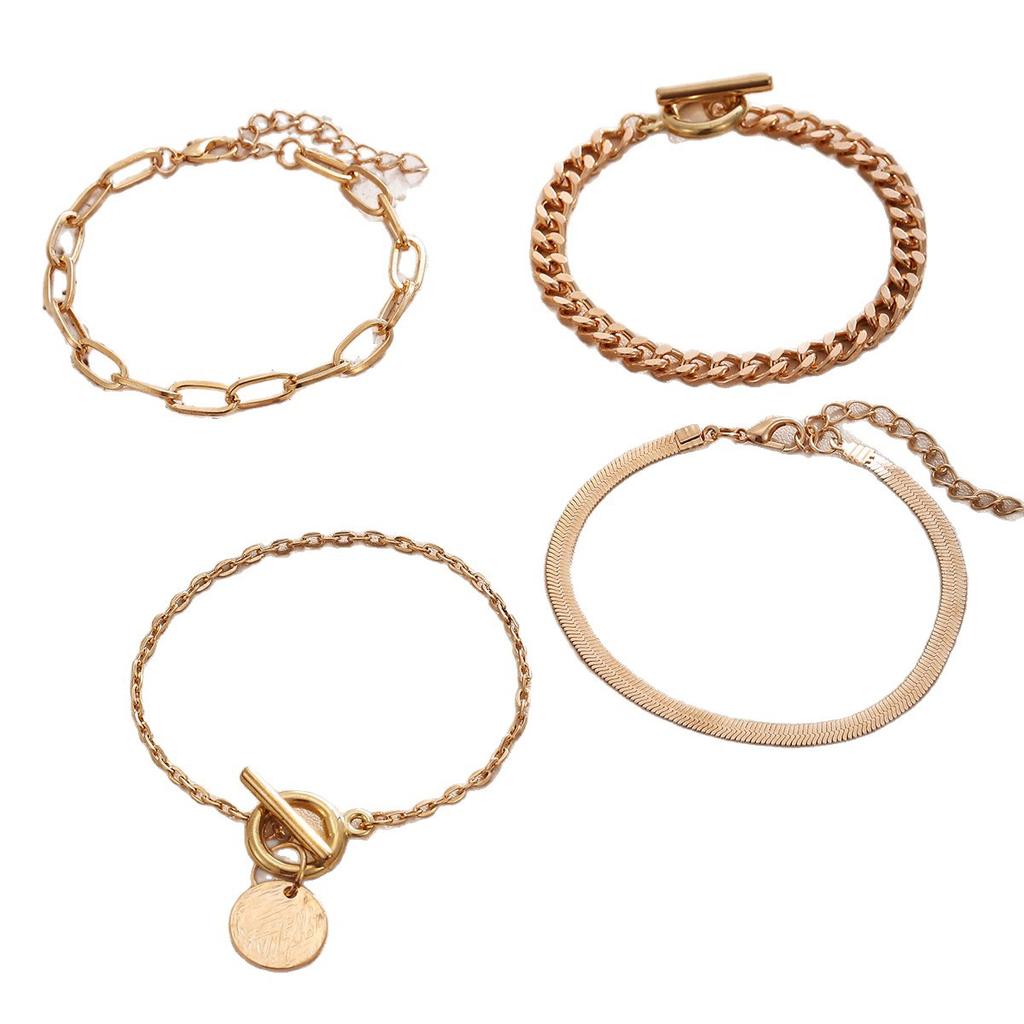 Hot-selling snake bone chain bracelet set, personalized and creative retro metal OT buckle chain bracelet