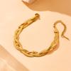 Gold Plated Layered Herringbone Bracelet Dainty Twist Chain Bracelet for Women