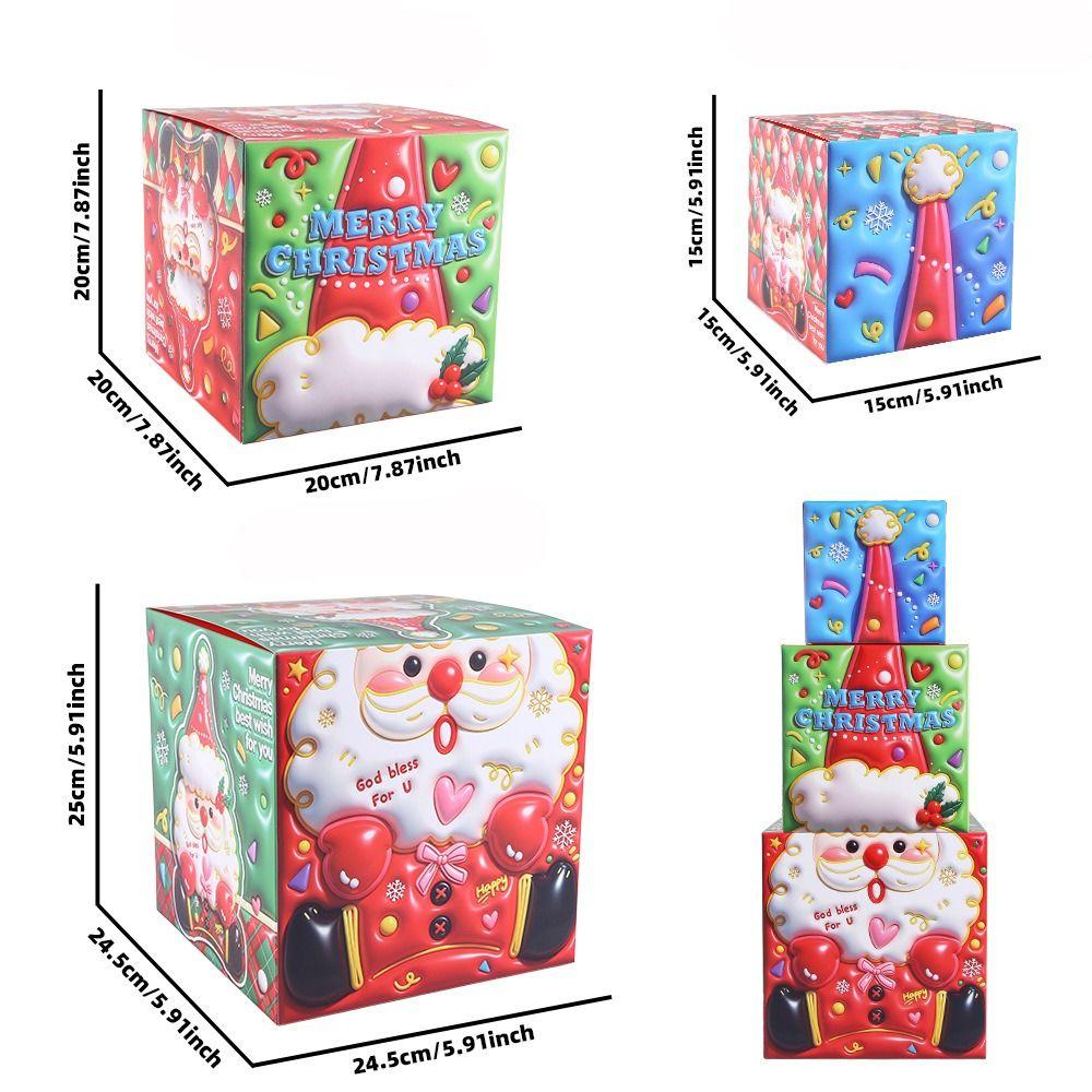 3PCS Santa Claus Christmas Gift Box 3 Size Cookies Snack Boxes Candy Gift Boxes  Home Decoration
