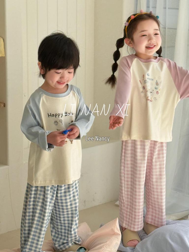 Children's Cartoon Raglan Sleeve Pajama Set - Spring 2025