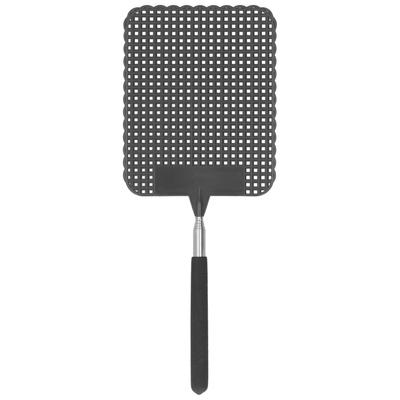 Retractable Plastic Fly Swatter Mosquito Racket with Stainless Steel Rod for Home OfficeBlack