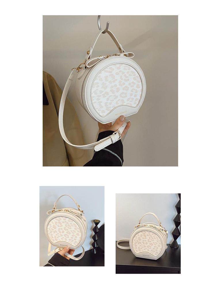 2025 Leopard Print Single Shoulder Crossbody: Women's Retro Round Handbag In Celebrity Fashion