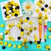 54PCS Bee Daisy Silicone Bead Set, perfect for DIY handmade crafts such as keychains, necklaces, bracelets, etc