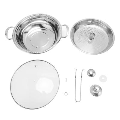 Stainless Steel Saucepan with Basket and Lid Induction Seafood Fish Stockpot for Gas Stove Home