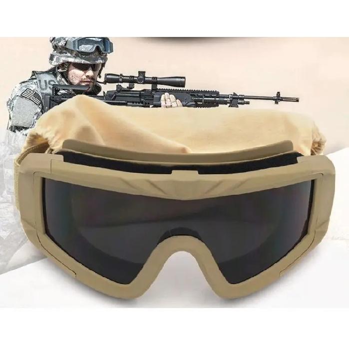 Tactical Desert Goggles Military Windproof Anti-Fog Impact-Resistant Sports Eyewear for Cycling, Airsoft, Outdoor Adventures