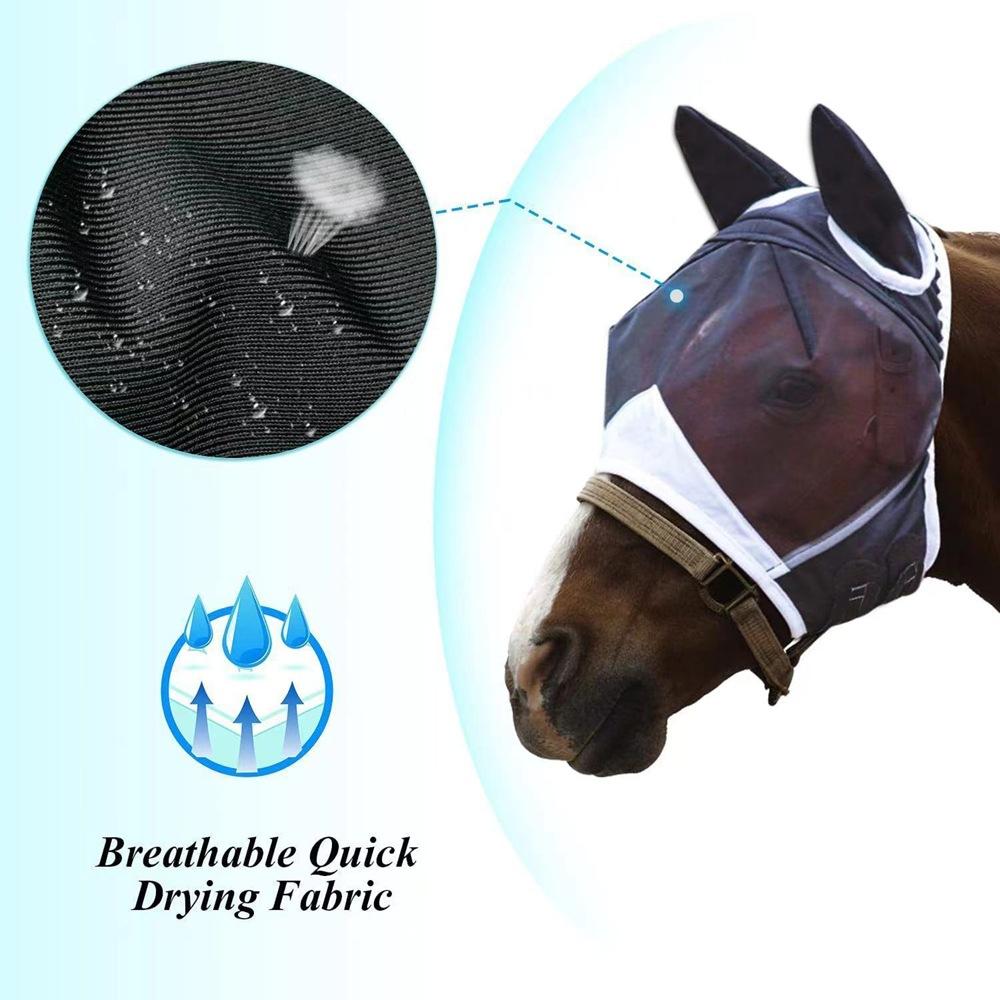 Breathable Horse Mask Summer Goggles Mosquito Ears Comfortable Fit with UVProtection Mesh Horse Fly Mask Equestrian Supplies Equestrian Equipment