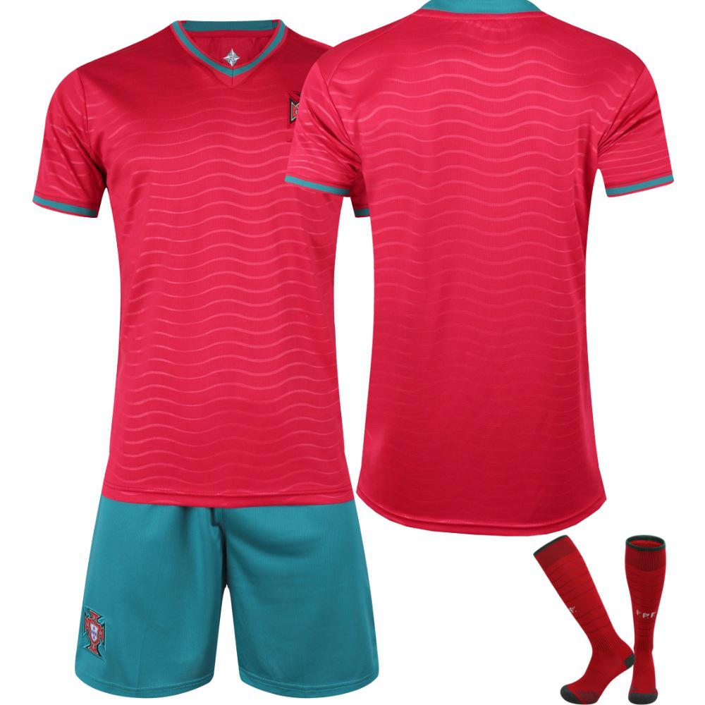 

Portugal World Cup Home Jersey Set: CR7 #7 & Bruno Fernandes #8, Adult & Kids Football Kit Size 26