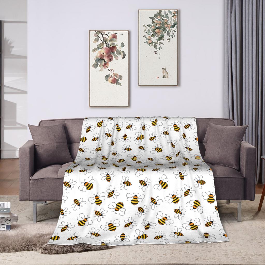 Bee in honeycomb and flowers Blankets Quality Soft Warm  Bedding Throws Winter Travel Couch Chair Sofa Bed Graphic Bedspread
